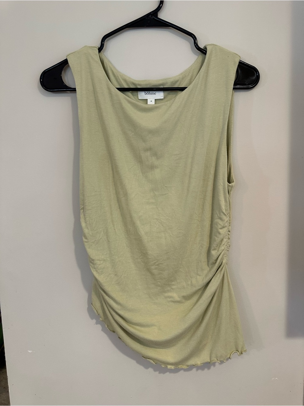 bohme Sage Green Ruched Side Sleeveless Tank